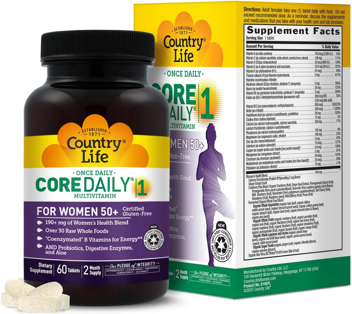Country Life Core Daily-1 Women 50+ Multivitamin, 60 Tablets