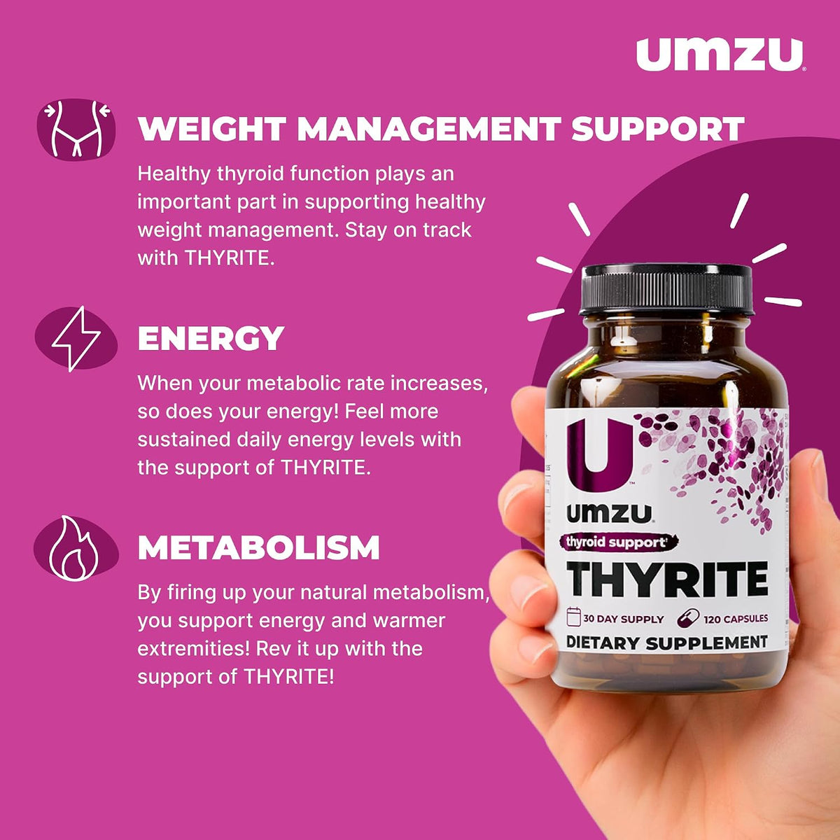 UMZU Thyrite Thyroid Support Supplement, 30 Day Supply | Magnesium, Zinc, Copper, Iodine, Selenium, Adaptogenic Herbs, Metabolism, Energy, Thyroid Function and Daily Wellness Support