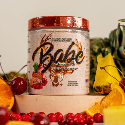 Bucked Up Babe Pre Workout Powder for Women | Fruit Punch | 6g Citrulline, 2g Beta-Alanine, 100mg Hyaluronic Acid, 5mg Biotin and 5 Other Registered trademarked Ingredients | 30 Servings | 13 OZ