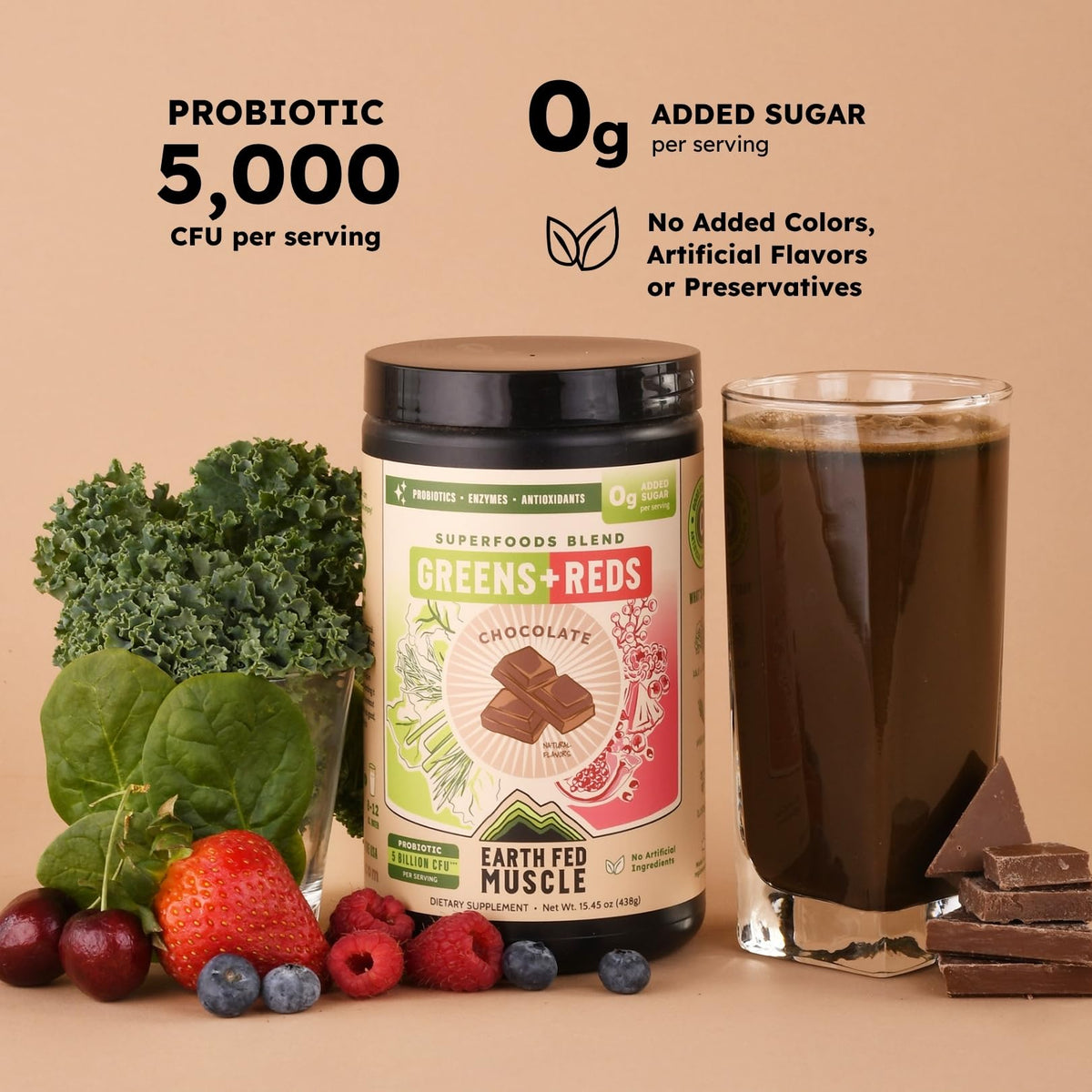 Earth Fed Muscle Greens and Reds Superfoods Blend, Piña Colada – Kale, Spirulina, Wheatgrass & Elderberry – Antioxidant Support, Vitamins & Probiotics – No Artificial Ingredients – 30 Servings | Kale, Spirulina, Wheatgrass & Elderberry, Antioxidant Suppor