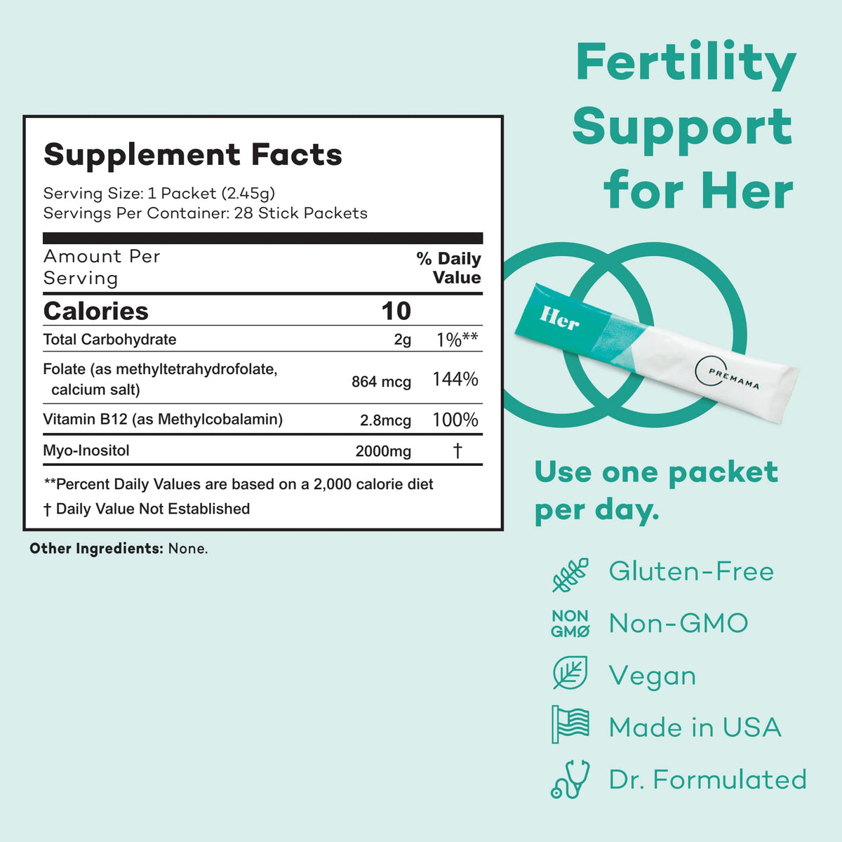 Premama Prenatal Vitamin Energy Boost Drink Mix & Fertility Support Bundle, Omega 3, B Vitamins