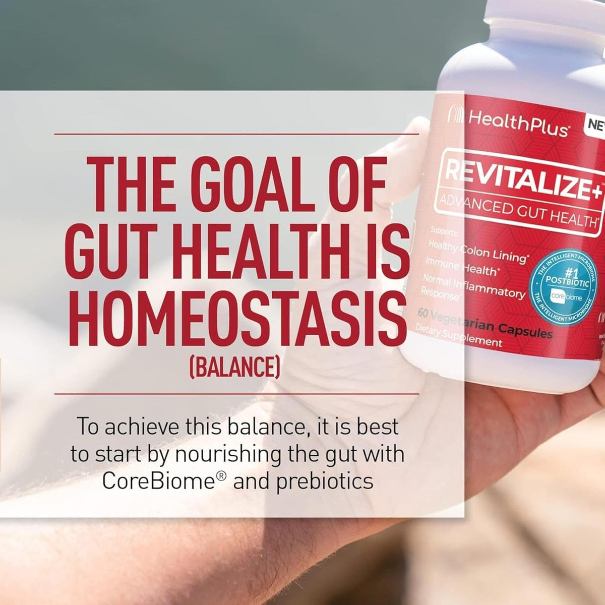 Health Plus Revitalize+ Postbiotic Gut Health Supplement, 60 Capsules | CoreBiome butyrate postbiotic formula, 30 servings; may support everyday gut wellness