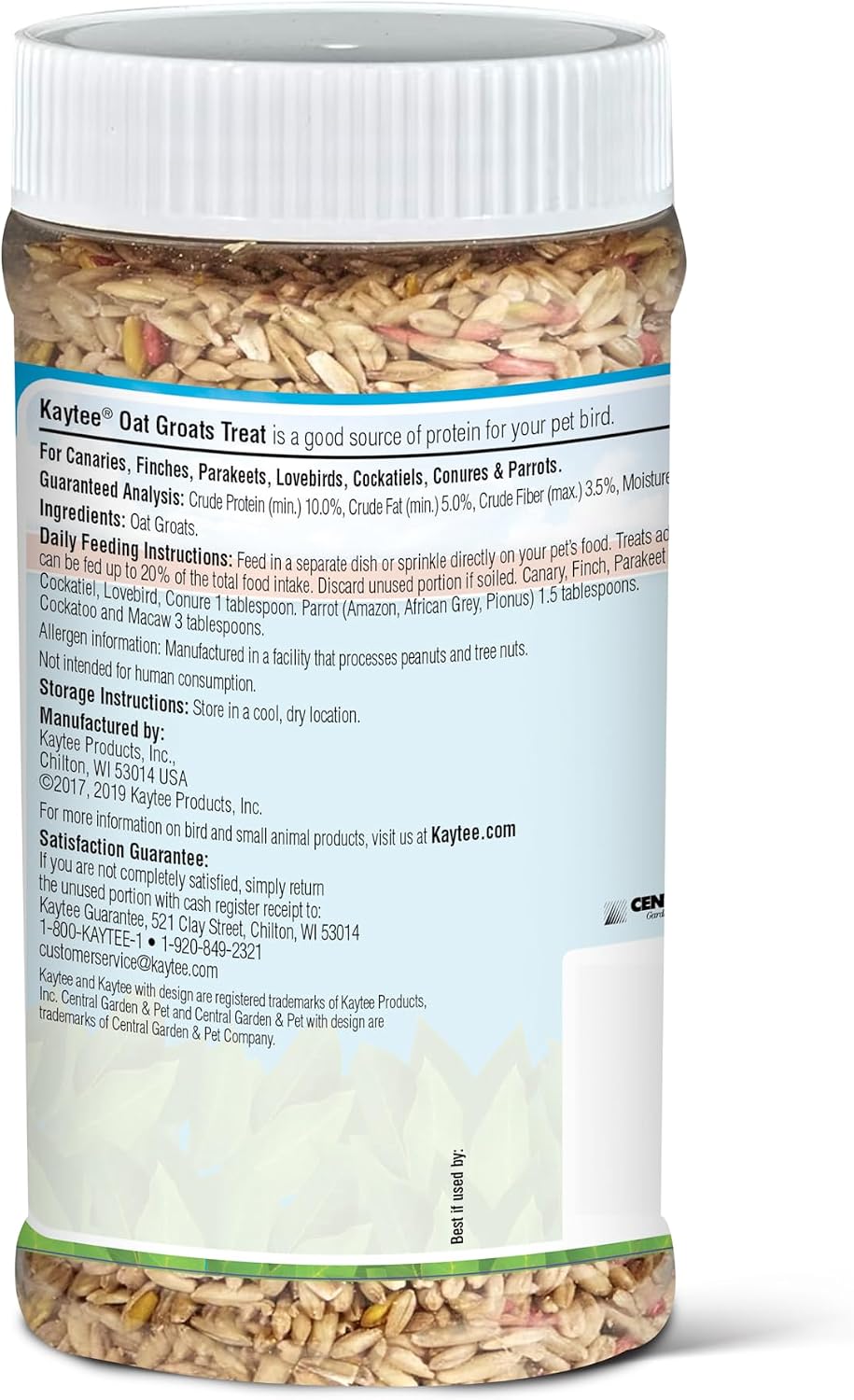 Kaytee Oat Groats Treat Jar for Pet Birds, 11 Ounces | More bird food variety. Crunchy bird treats. Easy to serve, protein source, parakeet treats