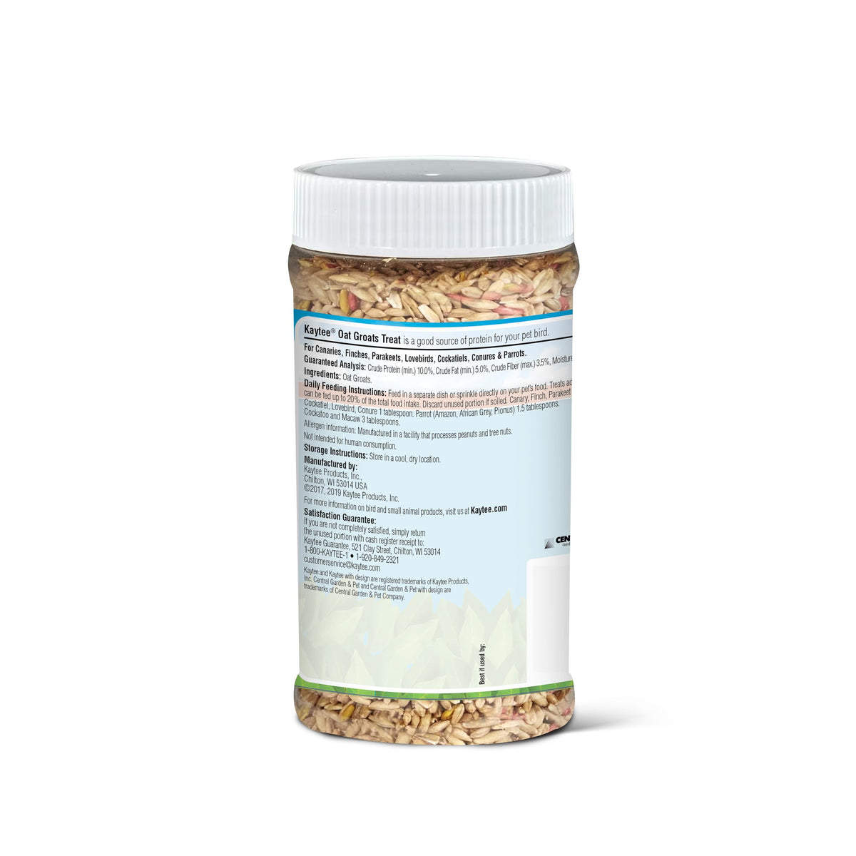 Kaytee Oat Groats Treat Jar for Pet Birds, 11 Ounces | More bird food variety. Crunchy bird treats. Easy to serve, protein source, parakeet treats