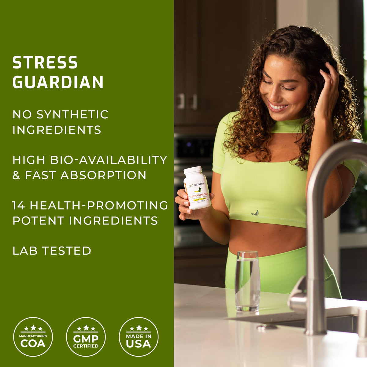 BIOptimizers Stress Guardian – Stress Relief Capsule – Rest Support Management - 90 Capsules