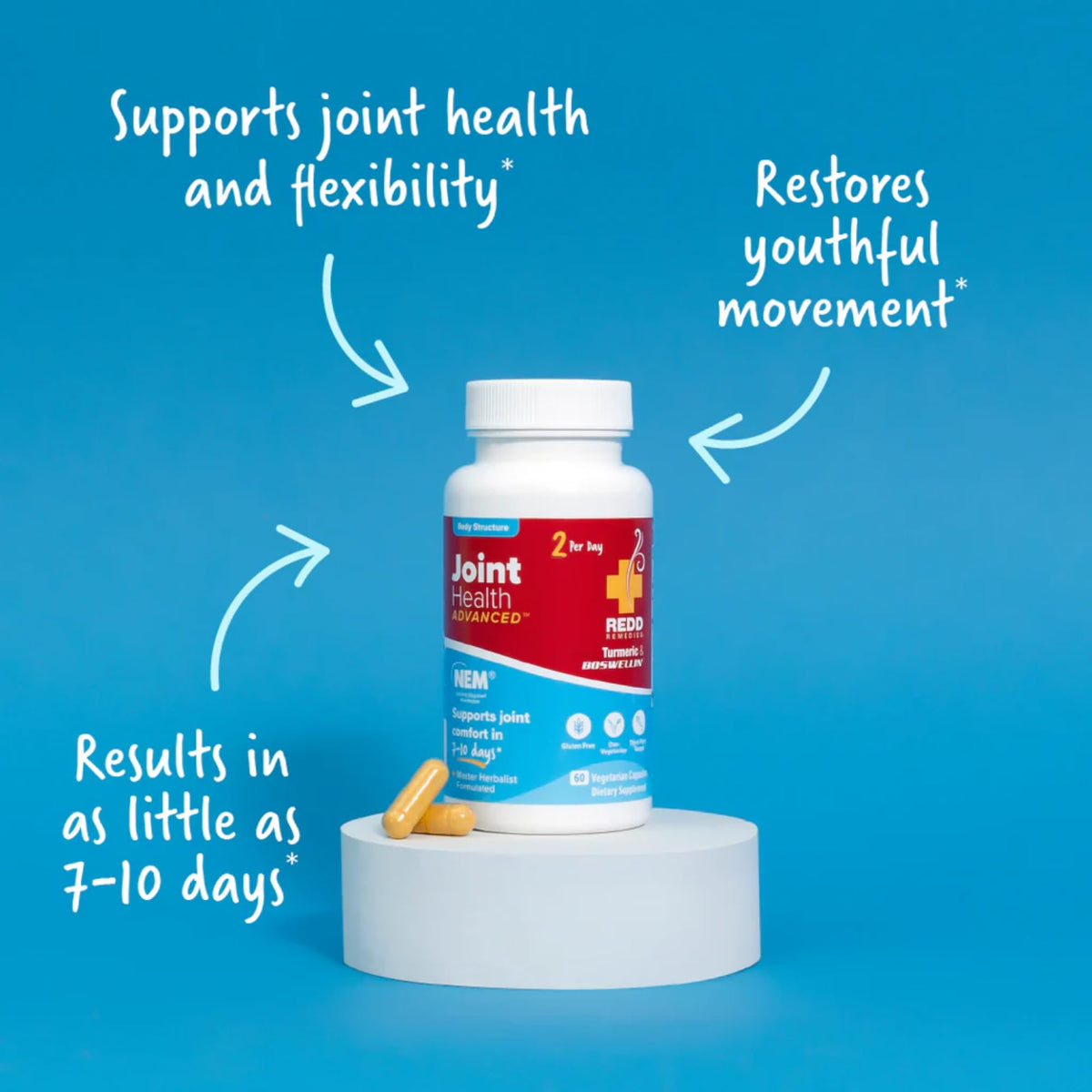 Redd Remedies, Joint Health Advanced, Helps Strengthen Connective Tissue and Cartilage, Fast-Acting Comfort with Boswellia Serrata and Turmeric, 120 Vegetarian Capsules