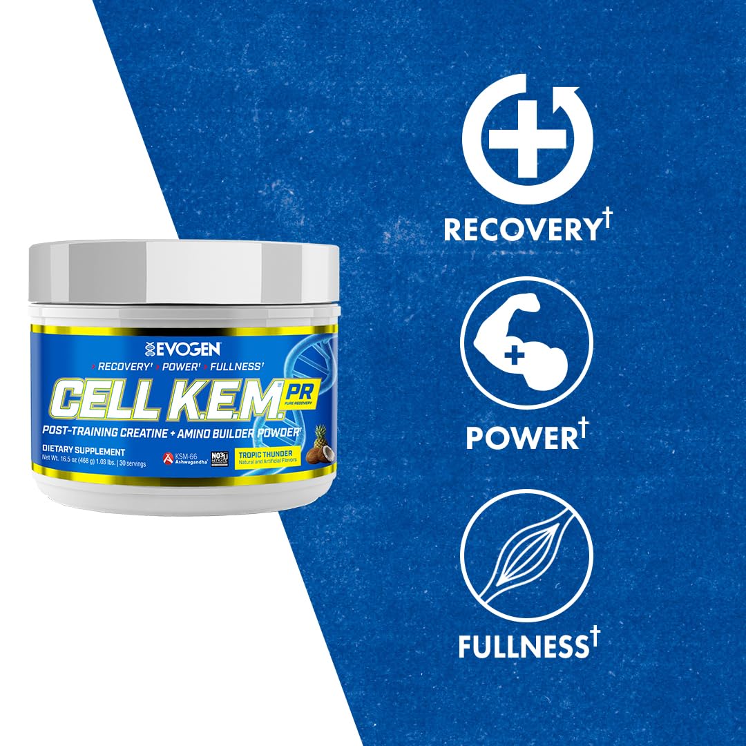 Evogen Cell K.E.M. PR Creatine | Raspberry Lemonade | 30 Servings | 4:1:1 BCAA ratio with added EAAs, NO3-T nitrate and KSM-66 ashwagandha for blood flow, recovery and muscle fullness