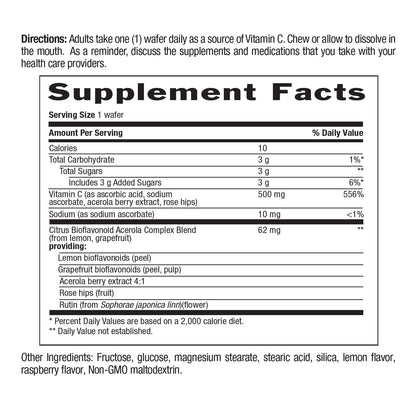Country Life Acerola Vitamin C Complex 500 mg Chewable Wafers, 180 Count