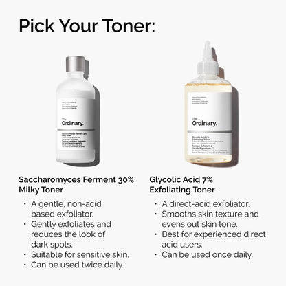The Ordinary Saccharomyces Ferment 30% Milky Toner, Exfoliating and Hydrating Toner for Smoother, Brighter Skin, 3.4 Fl Oz