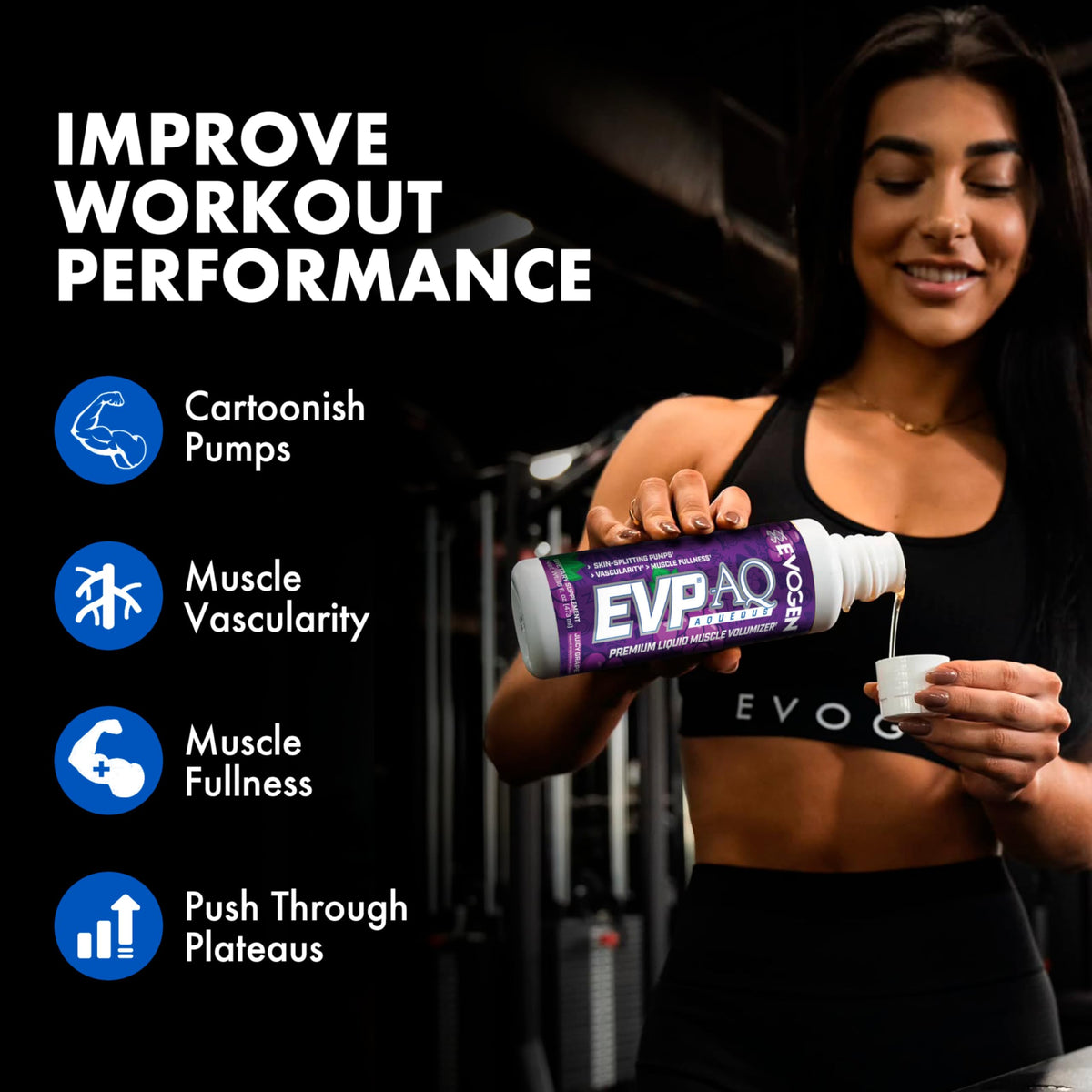 Evogen EVP AQ Liquid Glycerol | Muscle Volumizer | Unflavored | 16 Fl Oz | S7 nitric oxide blend with betaine anhydrous for pumps, vascularity, fullness and hydration; low-stim and clean