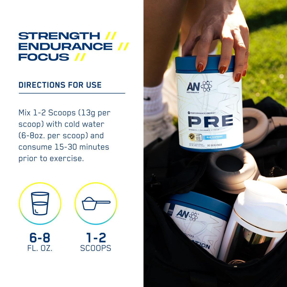AN Performance Pre-Workout Powder Supplement for Men & Women | Energy Drink Mix with 300mg Caffeine + Beta Alanine + Citrulline | Third-Party Tested | Fruit Punch | 30 Servings