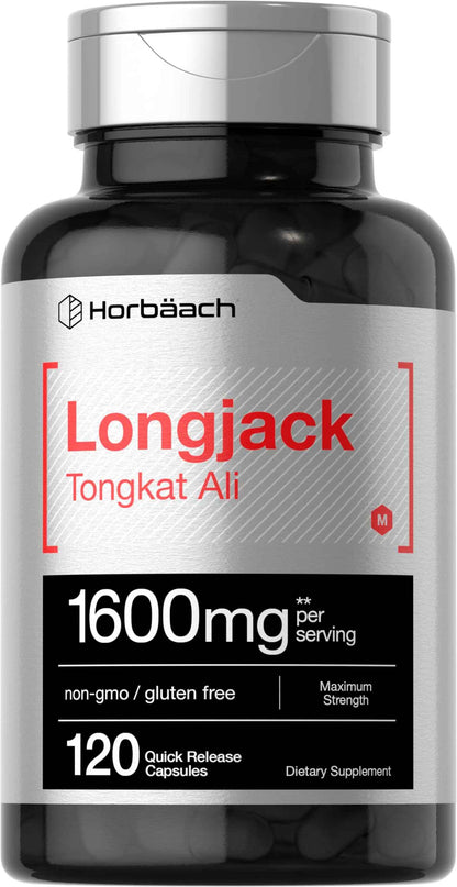 Horbäach Longjack Tongkat Ali for Men and Women | 120 Capsules | Extract Supplement | Maximum Strength Pills