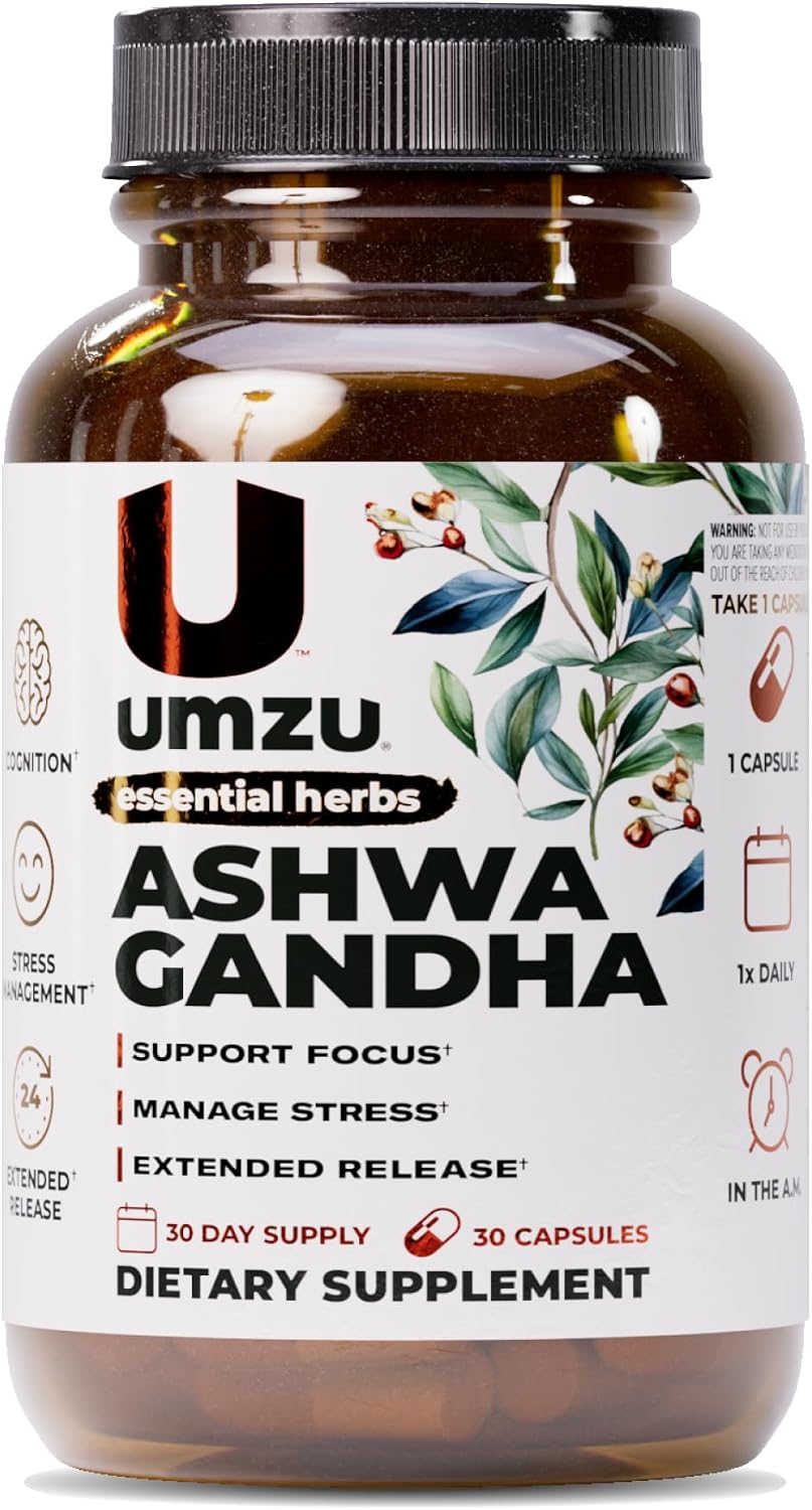 UMZU Ashwagandha Supplement Capsules, 30 Day Supply | Extended-Release Formula, Healthy Stress Response Support, Mood and Calm Support, Cognitive Function, Daily Balance