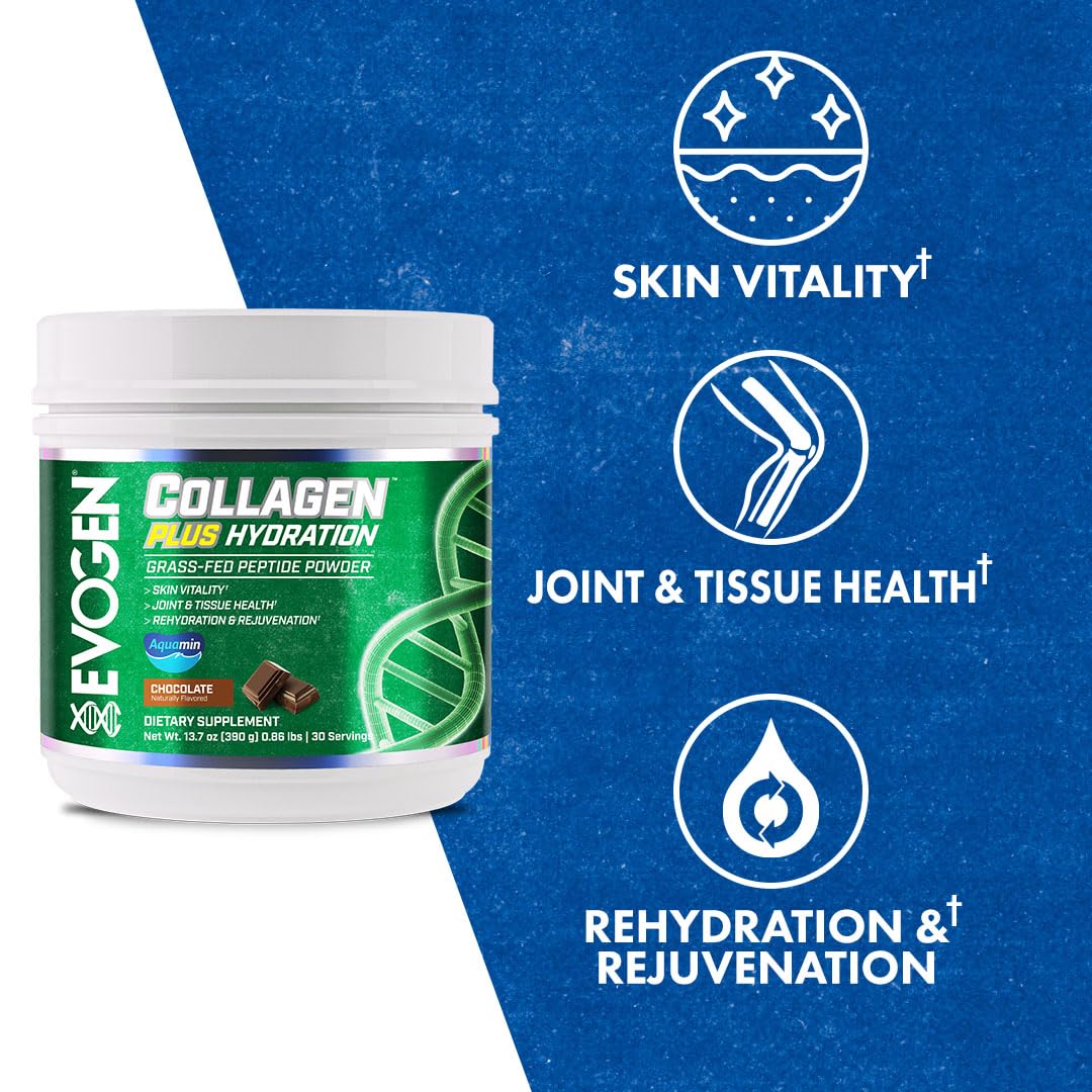 Evogen Collagen Plus Hydration Peptide Powder Plus Hydration | Vanilla Bean | 30 Servings