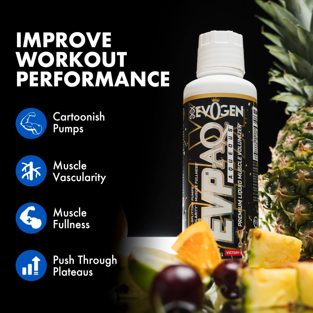 Evogen EVP AQ Liquid Glycerol | Muscle Volumizer | Unflavored | 16 Fl Oz | S7 nitric oxide blend with betaine anhydrous for pumps, vascularity, fullness and hydration; low-stim and clean