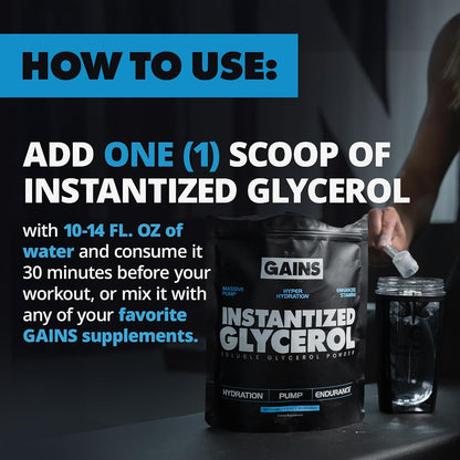 Gains in Bulk Glycerol Pre Workout Powder, Unflavored, 80 Servings