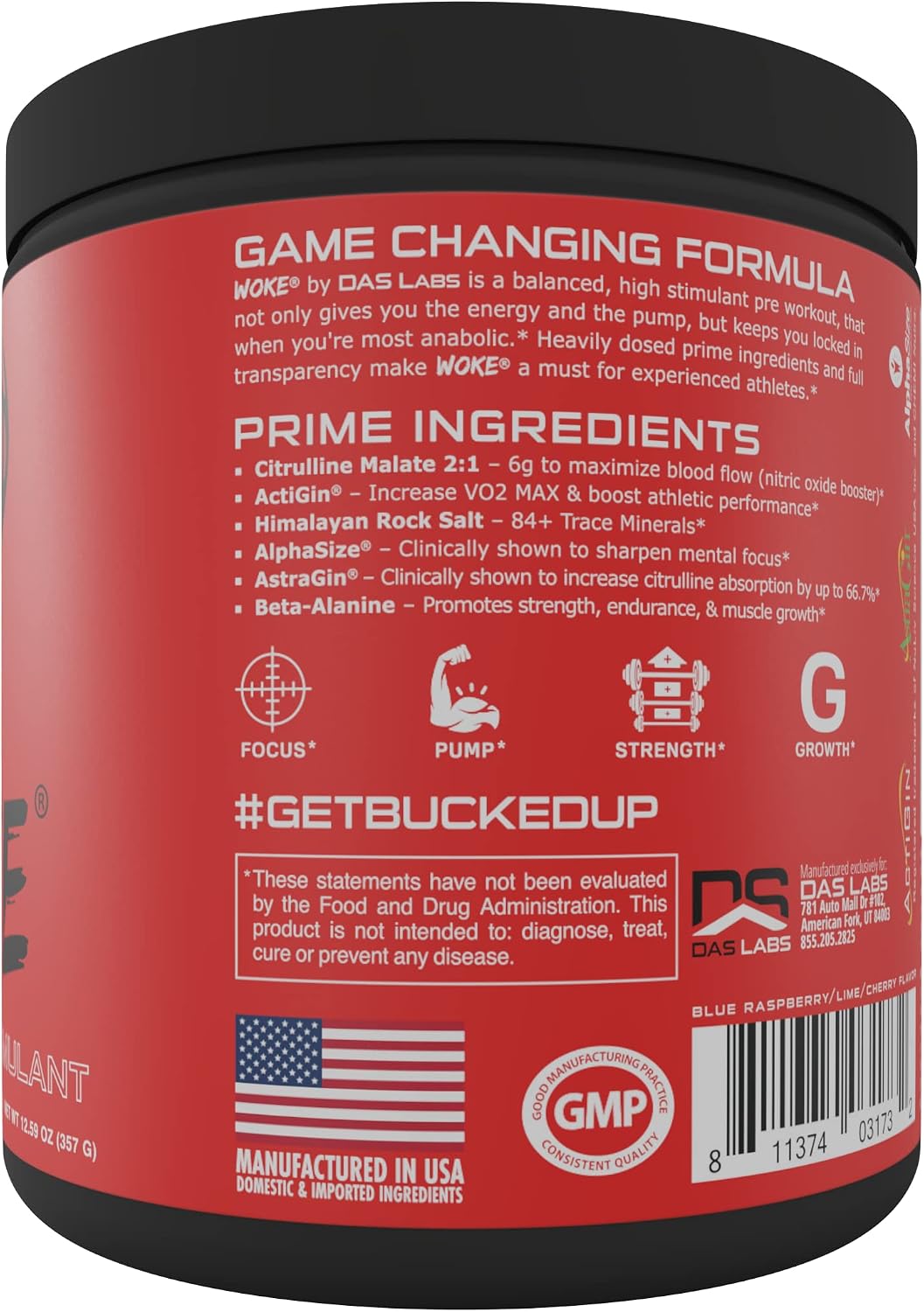 Bucked Up - Woke - HIGH STIM Pre Workout - Best Tasting - Focus Nootropic, Pump, Strength and Growth, 30 Servings (Rocket Pop)