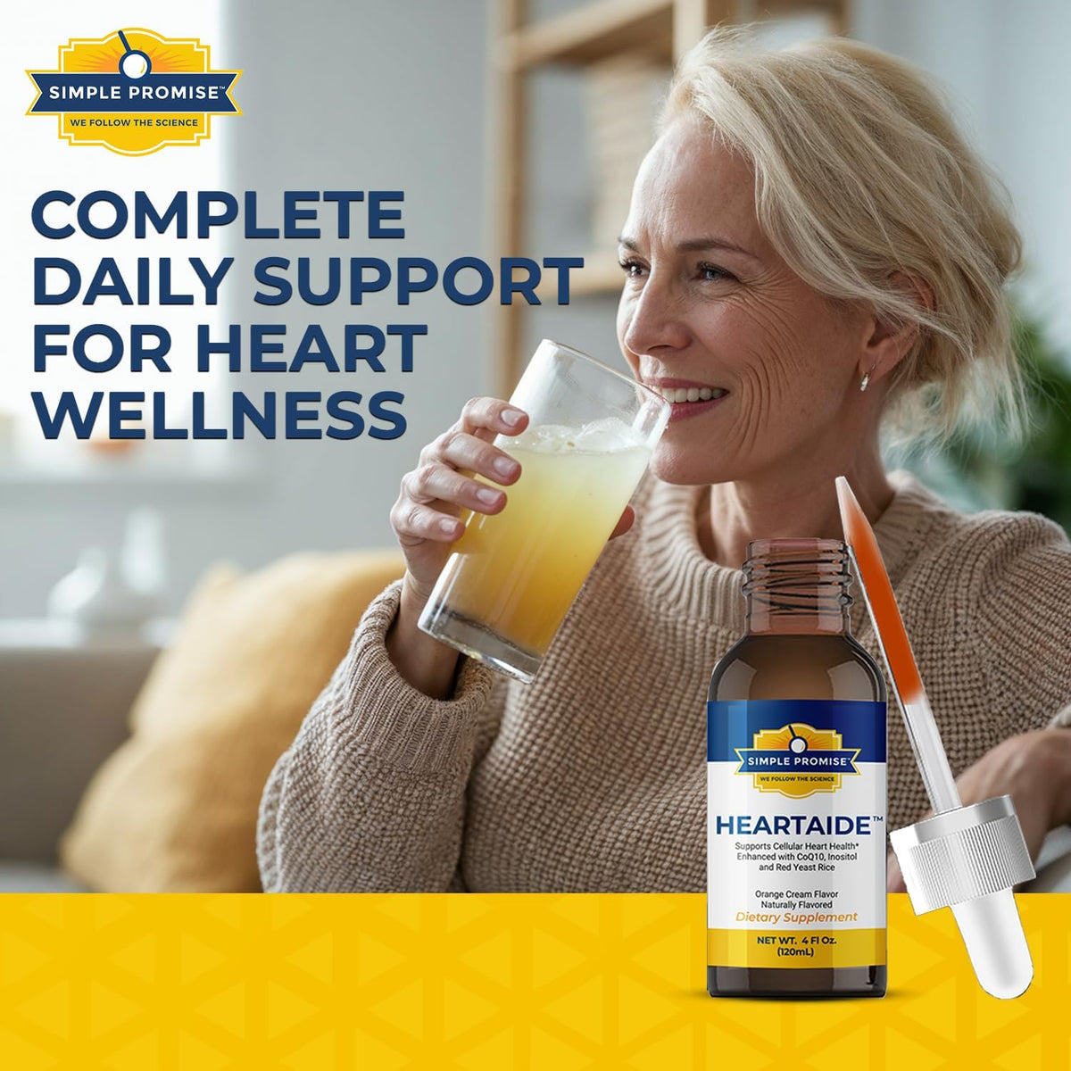 HeartAide - Red Yeast Rice with CoQ10 Liquid Drops - Cholesterol Support | Liquid Heart Drops, Cardiovascular Support, Fermented Rice Extract, Easy Once-Daily Dropper, Orange Cream, 4 fl oz