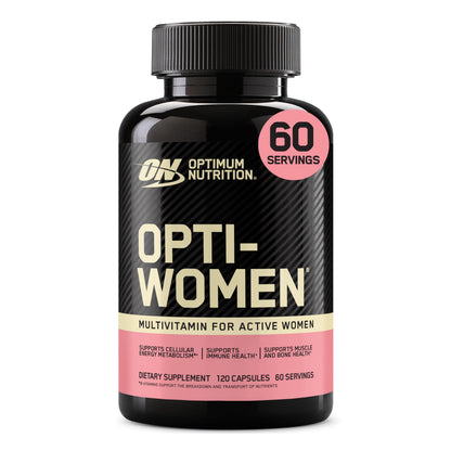 Optimum Nutrition Opti-Women, Vitamin C, Zinc and Vitamin D for Immune Support Womens Daily Multivitamin Supplement with Iron, Capsules, 120 Count