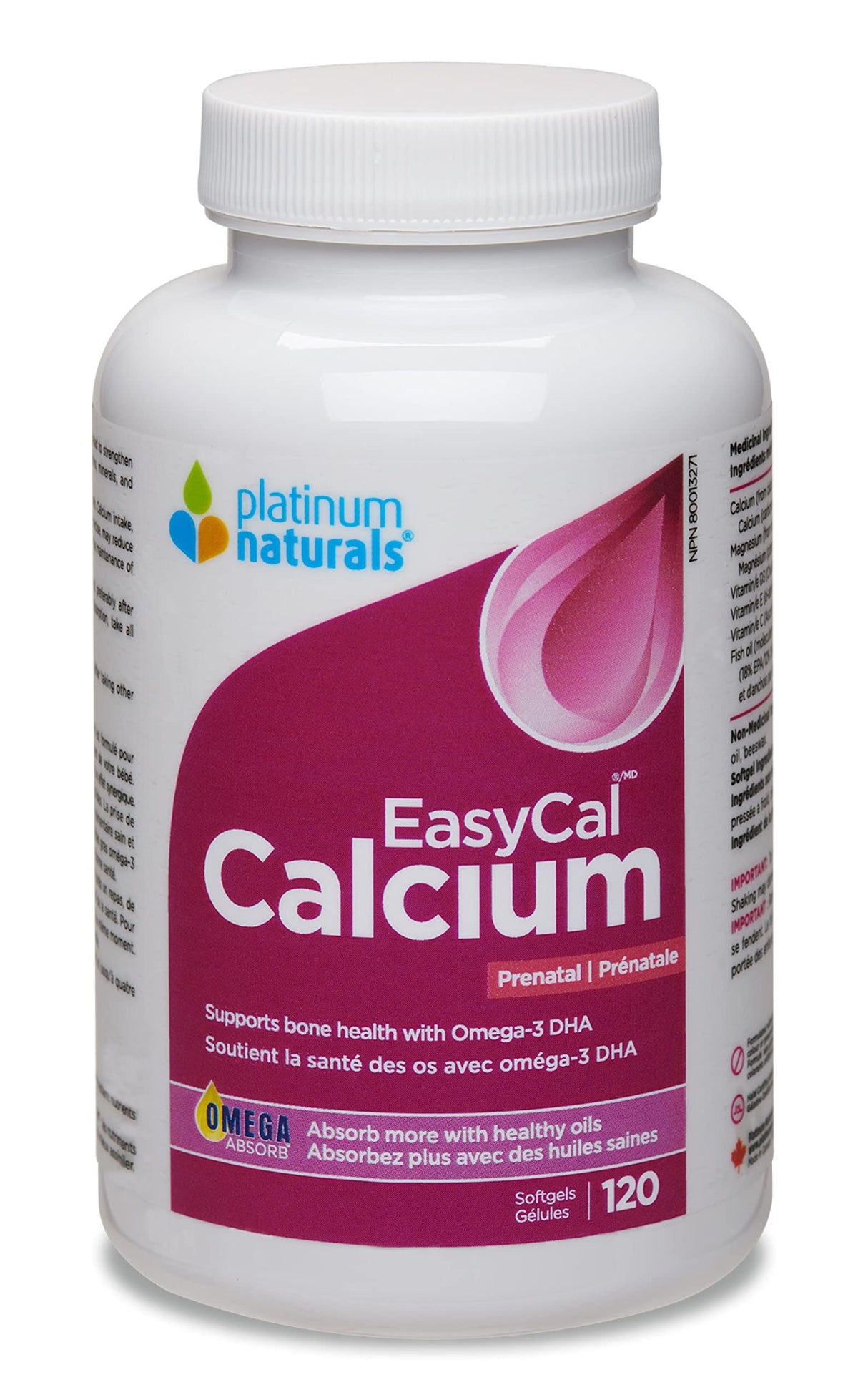Platinum Naturals EasyCal Calcium Prenatal 120s