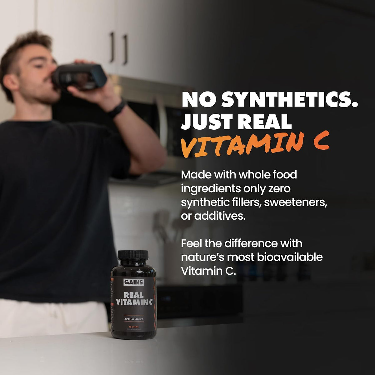 Gains in Bulk Real Vitamin C Immune Support Chewable, 60 Tablets