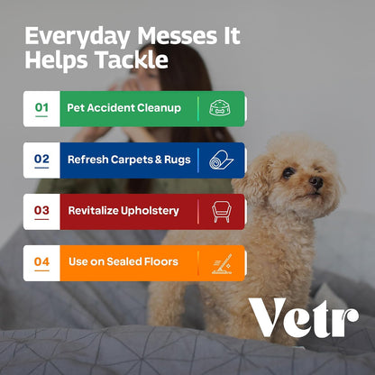 vetr Pet Odor & Stain Blaster - Enzyme Pet Stain & Odor Removal Spray - 32 oz Bottle for Carpet, Upholstery & Floors - Rid of Dog & Cat Urine, Vomit & Messes