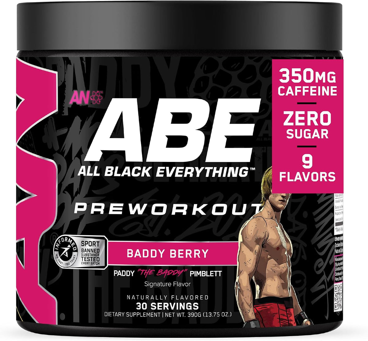 All Black Everything Pre-Workout Powder | Preworkout Energy Drink Mix | 350mg Caffeine | Beta Alanine & Citrulline | Energy Supplement for Men & Women | Baddy Berry | 30 Servings