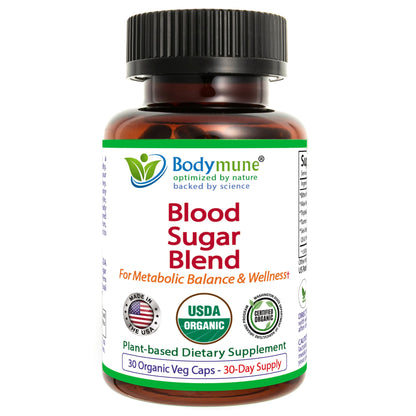 Bodymune Blood Sugar Blend – Organic Blood Sugar Support Supplement – with Bitter Melon Capsules, Moringa, & Black Seed Oil – 66 Capsules – USDA Organic, Vegan, Non-GMO