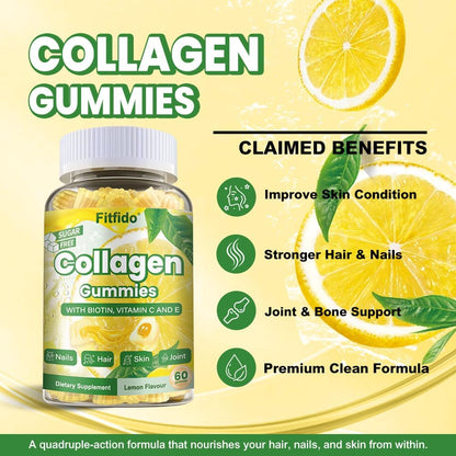 Collagen Gummies 1500mg, Multi Collagen Types I, II, III, 60 Count | Multi Collagen Types I II III V X, Daily Beauty, Skin Hair & Nails Support, Biotin 2500mcg, Vitamin C, Sugar Free