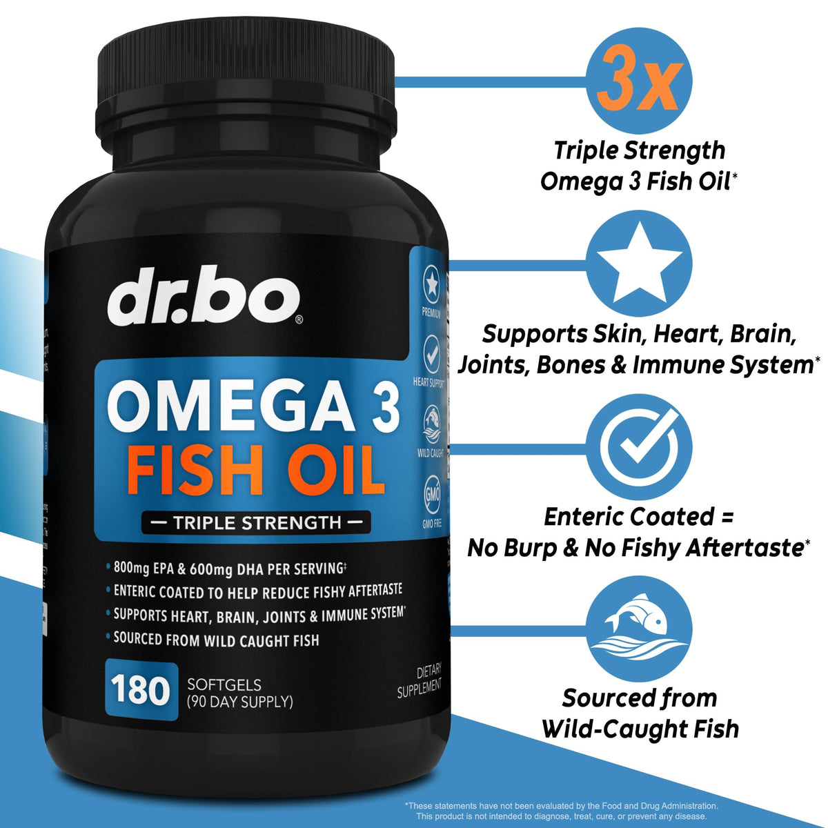 Omega 3 Fish Oil Supplements - Triple Strength Fish Oil Omega 3 Supplements 2000mg EPA DHA Women Men - Triple Strength Natural Omega3 Supplement 2000mg EPA DHA Fatty Acids 1000mg Burpless 60 Softgels