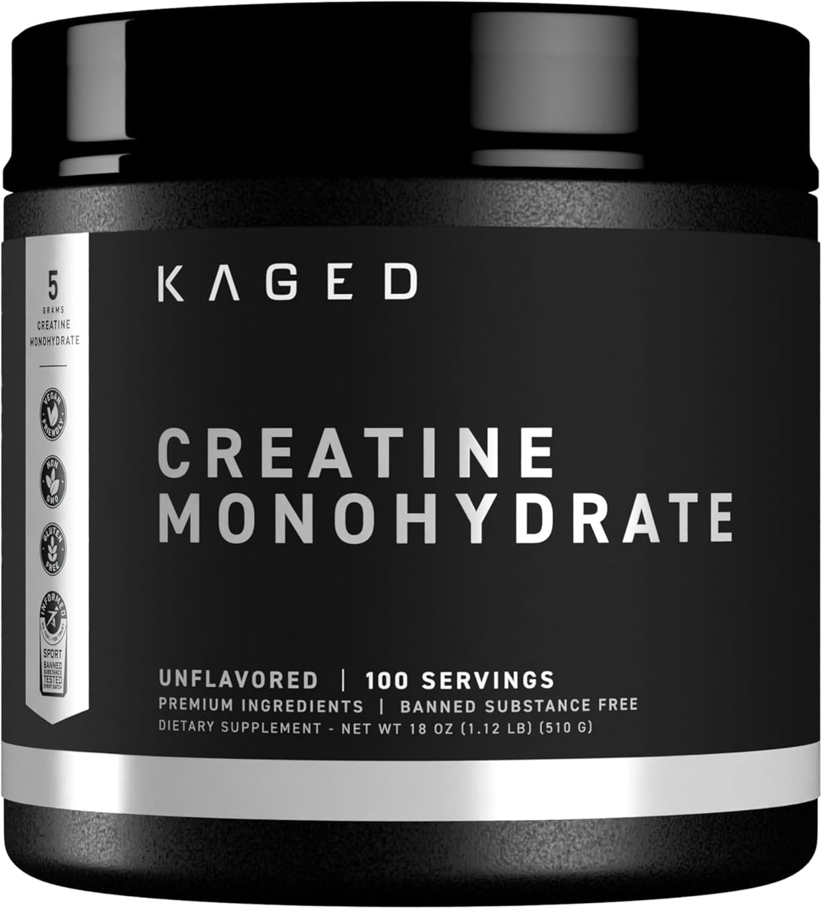 Kaged Creatine Monohydrate Micronized Powder | Unflavored | Muscle Building & Recovery | 5000 mg Per Serving | Vegan, Gluten Free, Easily Digestible | Supplements for Men & Women | 100 Servings
