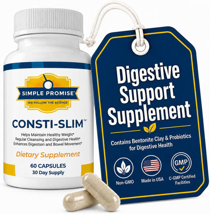 Consti-Slim - Digestive Support for Women and Men - Psyllium Husk Fiber | Herbal Fiber Blend, Digestive Regularity Support, Oat Straw and Alfalfa, Simple 2-Capsule Routine, Non-GMO