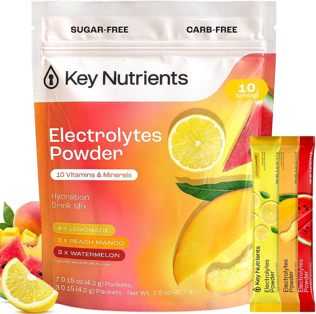 KEY NUTRIENTS Multivitamin Electrolyte Packets, No Sugar Variety Pack, 10Ct