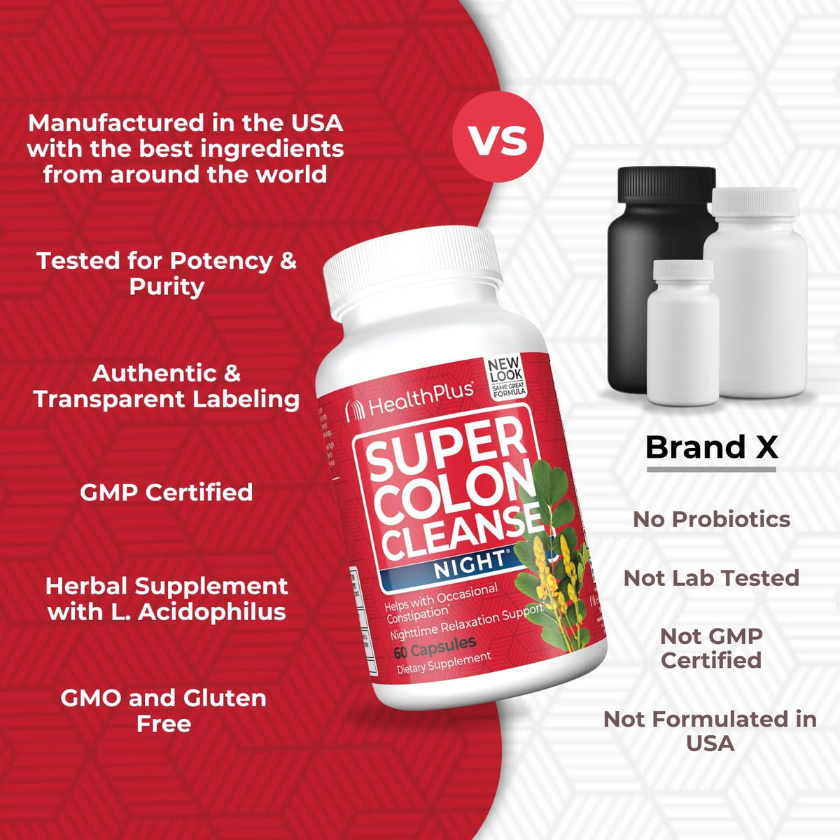 Health Plus Super Colon Cleanse Night Formula Sleep Capsules, 60 Count | Capsules with senna and valerian root, 30 servings; may support occasional constipation relief and restful sleep