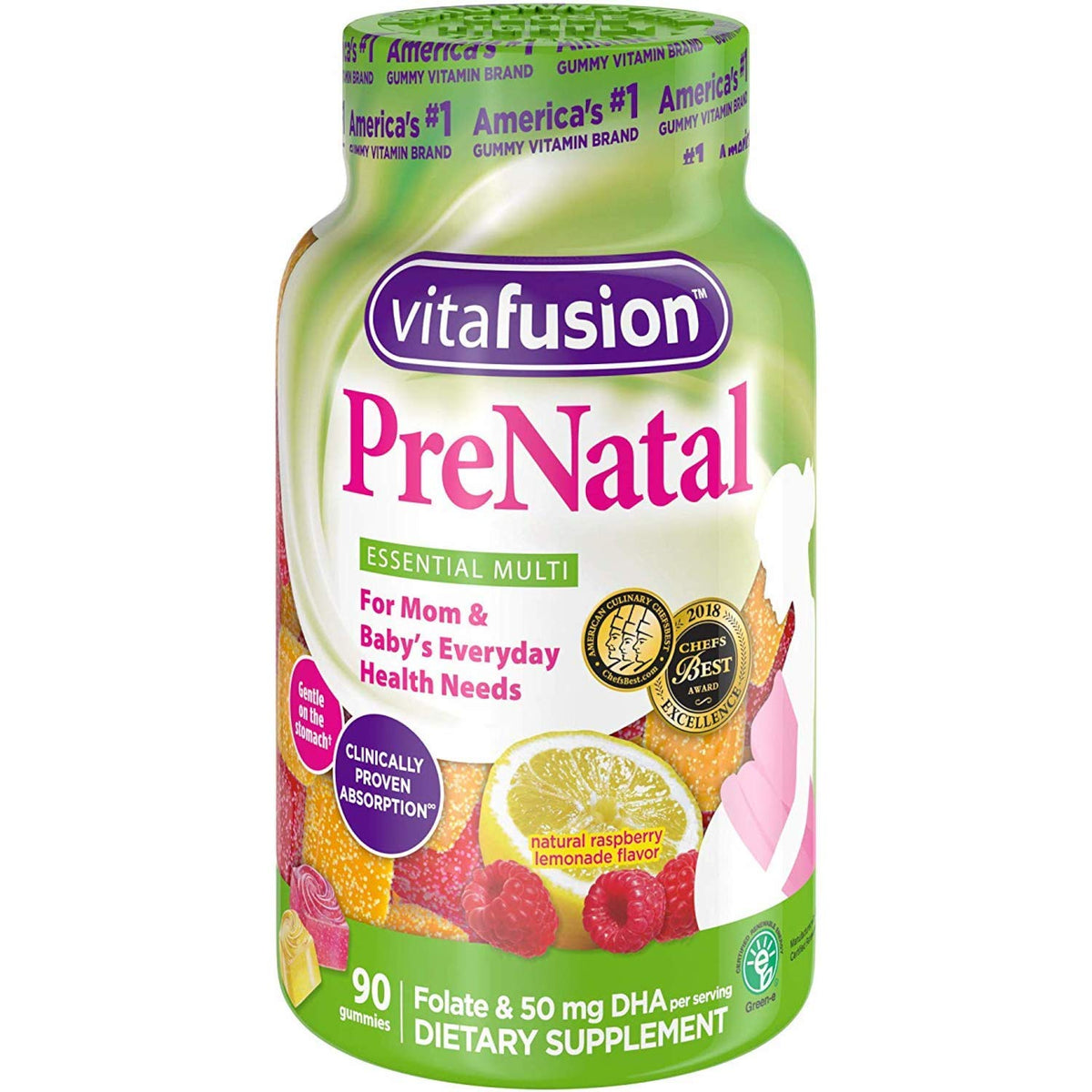 Vitafusion PreNatal Dietary Supplement, Lemon & Raspberry Lemonade Flavors 90 ea (Pack of 11)
