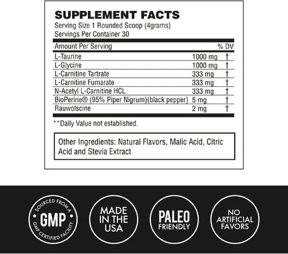 MetCon L-Carn Pre Burn - All Natural Fruit Punch and Non Stimulant Fat Burner for Pre-Workout with L-Carnitine Thermogenic (120g)
