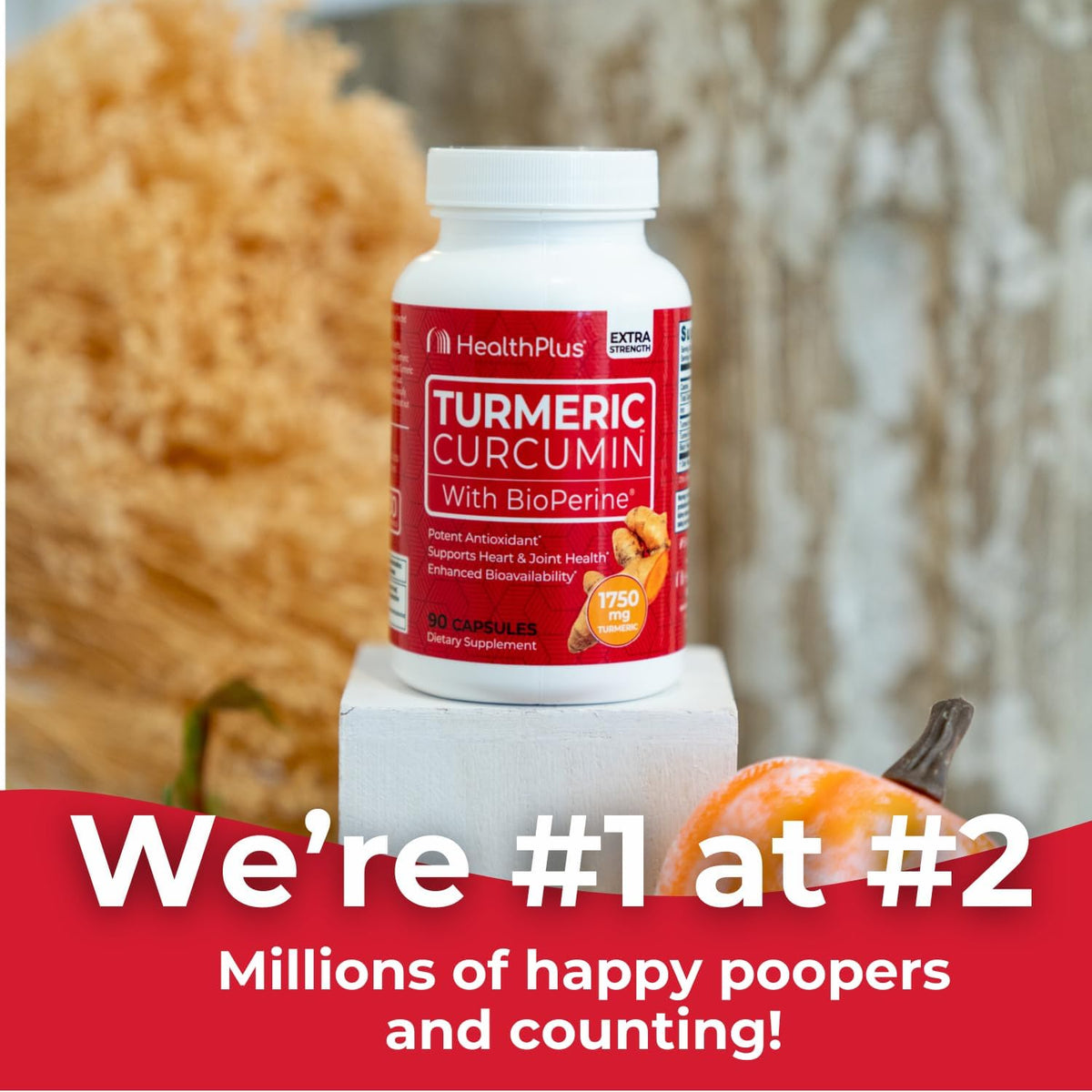 Health Plus Turmeric Curcumin with BioPerine, 90 Capsules, 30 Servings | 150mg Turmeric Extract 95% Curcuminoids with BioPerine, no preservatives; supports joint health and antioxidant protection