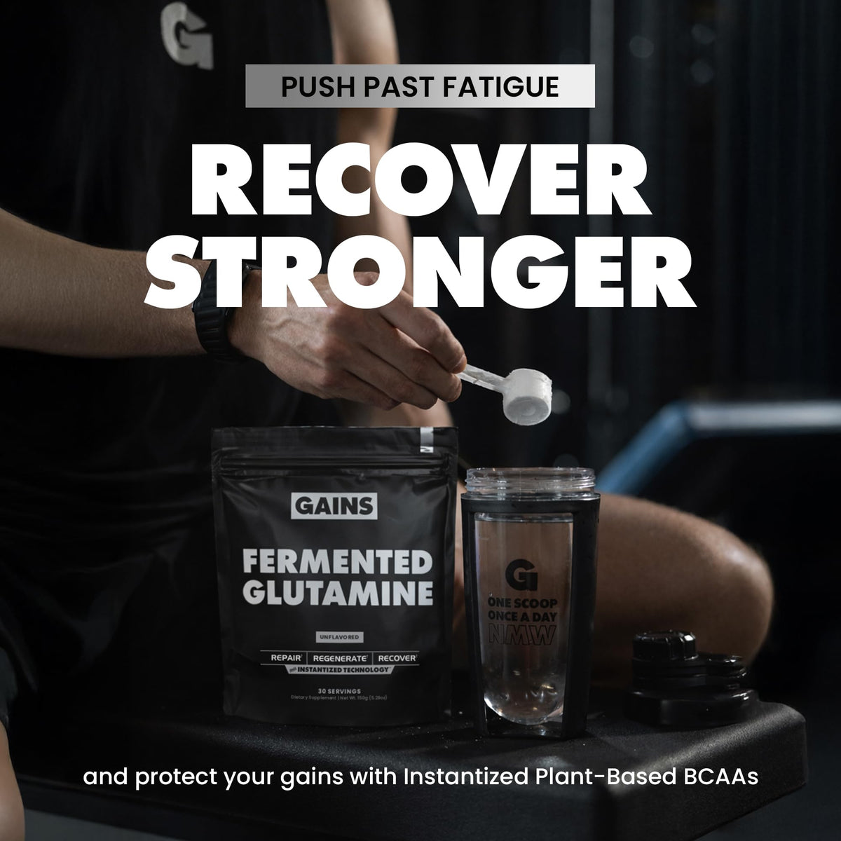 Gains in Bulk BCAA Powder, Amino Acids, Unflavored, 30 Servings