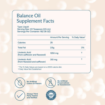 BodyBio Balance Oil - Essential Fatty Acids for Brain, Skin, & Mood | Cold-Pressed Omega 3 & 6