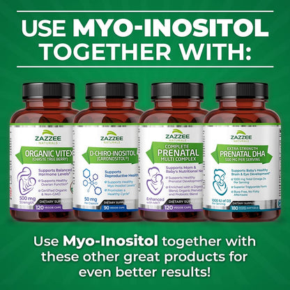 Zazzee Myo-Inositol Capsules and Extra Strength Prenatal Multi Complex