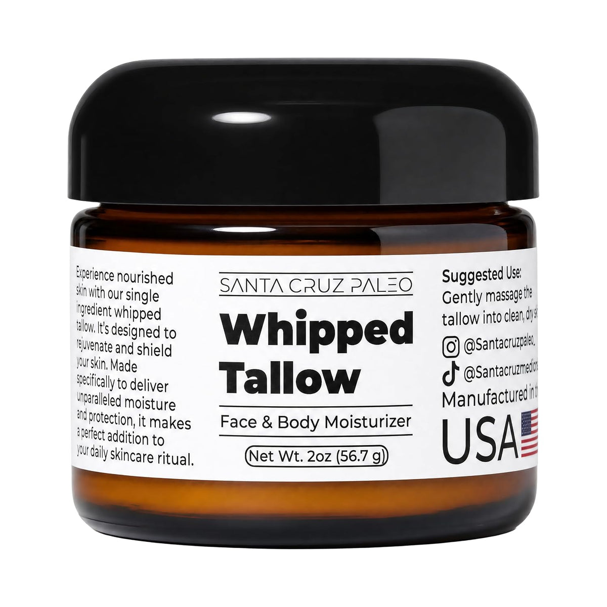 Santa Cruz Paleo Whipped Tallow Face & Body Moisturizer (2oz Pack of 1)