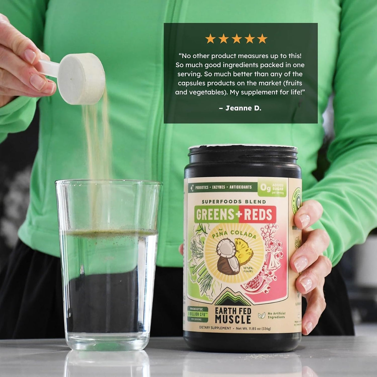 Earth Fed Muscle Greens and Reds Superfoods Blend, Piña Colada – Kale, Spirulina, Wheatgrass & Elderberry – Antioxidant Support, Vitamins & Probiotics – No Artificial Ingredients – 30 Servings | Kale, Spirulina, Wheatgrass & Elderberry, Antioxidant Suppor