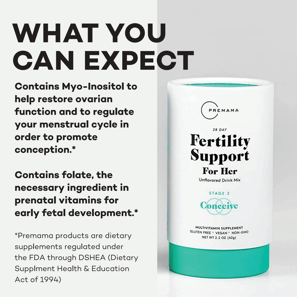 Premama Prenatal Vitamin Energy Boost Drink Mix & Fertility Support Bundle, Omega 3, B Vitamins