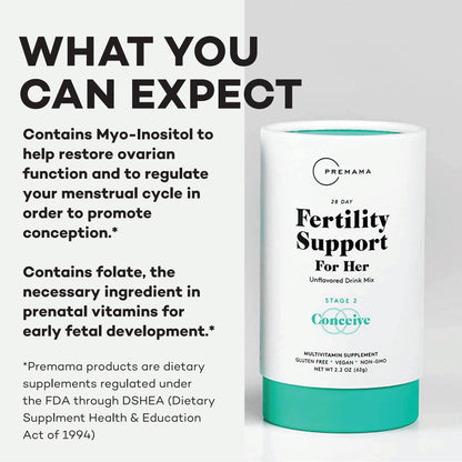 Premama Prenatal Vitamin Energy Boost Drink Mix & Fertility Support Bundle, Omega 3, B Vitamins