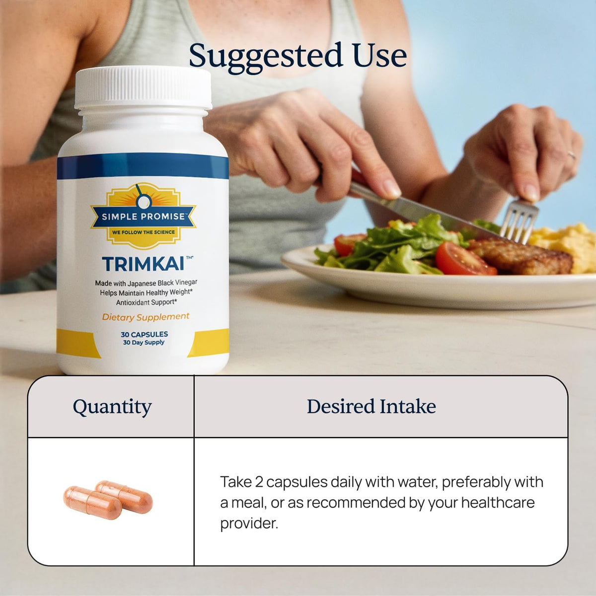 TrimKai - Japanese Black Vinegar Capsules for Daily Wellness - Astaxanthin | Fermented Vinegar Formula, Metabolism Support, Astaxanthin and Seaweed, Simple Once-Daily Routine, Vegan