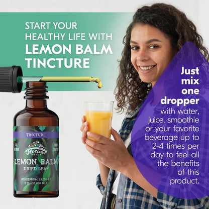 Lemon Balm Tincture 2 oz – Organic Herbal Extract | Alcohol Free | Vegan Herbal Drops