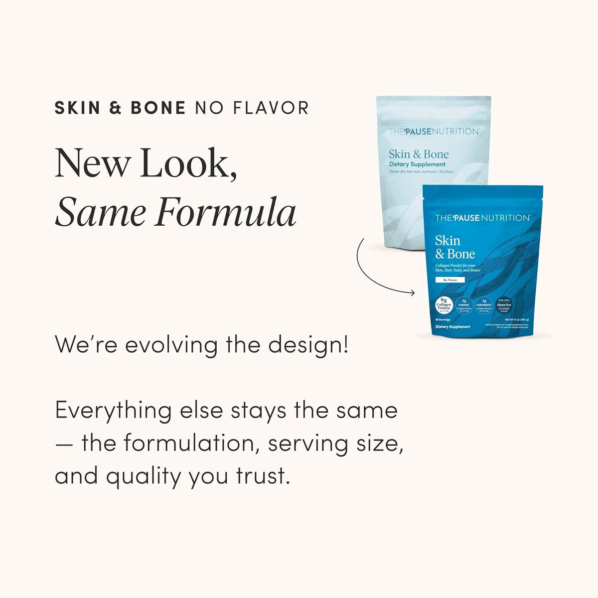 The 'Pause Life Skin & Bone Collagen Peptides + Hyaluronic Acid, 6 OZ | Verisol & Fortibone collagen peptides with hyaluronic acid & vitamin C. Gluten free. Supports skin, nails & hair health.