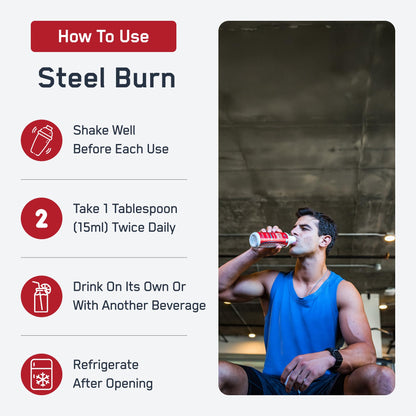 SteelFit Steel Burn, Premium Liquid L-Carnitine, 3000mg, Island Pineapple | Stimulant-Free & Clean Workout Drink for Men & Women Supports Healthy Weight Loss Management & Fat Metabolism - 31 Servings