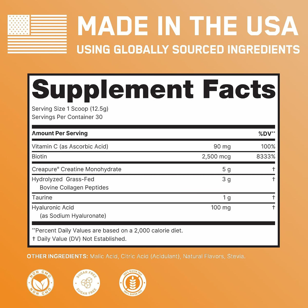 SteelFit Just for Women Creatine & Collagen Powder, Peach Mango | 5g Creapure Creatine Monohydrate & 3g Grass-Fed Collagen Peptides - Lean Muscle, Brain Health & Glowing Skin - 30 Servings