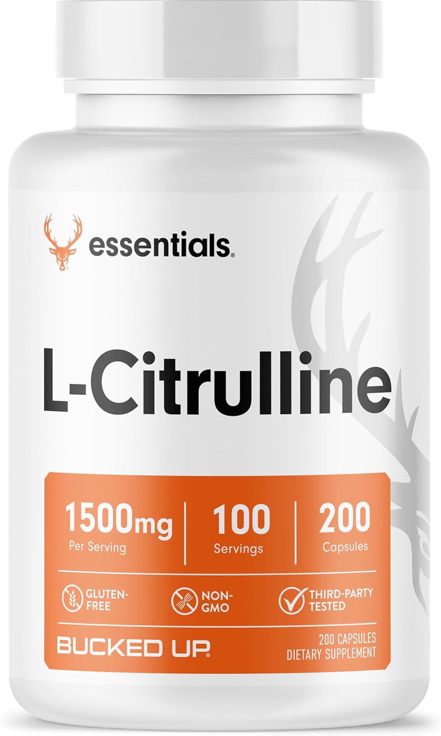 Bucked Up L-Citrulline 200 Capsules | 1500mg Per Serving | Gluten-Free | Non-GMO | Third-Party Tested | Premium Citrulline Supplement for Daily Use - 100 Servings (200 Capsules)